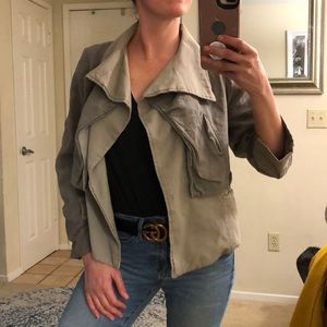 Monrow 2 toned grey linen layered soft  coat